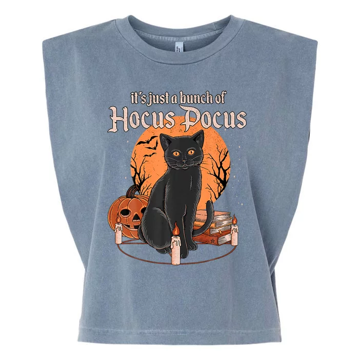 It's Just A Bunch Of Hocus Pocus Black Cat Halloween Garment-Dyed Women's Muscle Tee