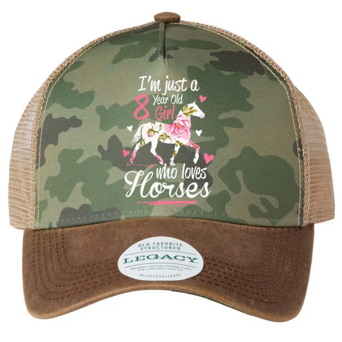 Im Just A 8 Year Old Girl Who Loves Horses Birthday Legacy Tie Dye Trucker Hat