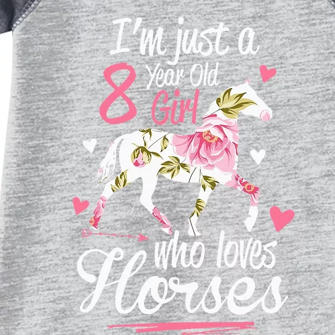 Im Just A 8 Year Old Girl Who Loves Horses Birthday Infant Baby Jersey Bodysuit