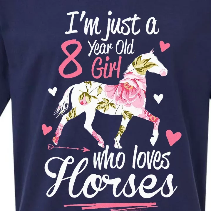 Im Just A 8 Year Old Girl Who Loves Horses Birthday Sueded Cloud Jersey T-Shirt