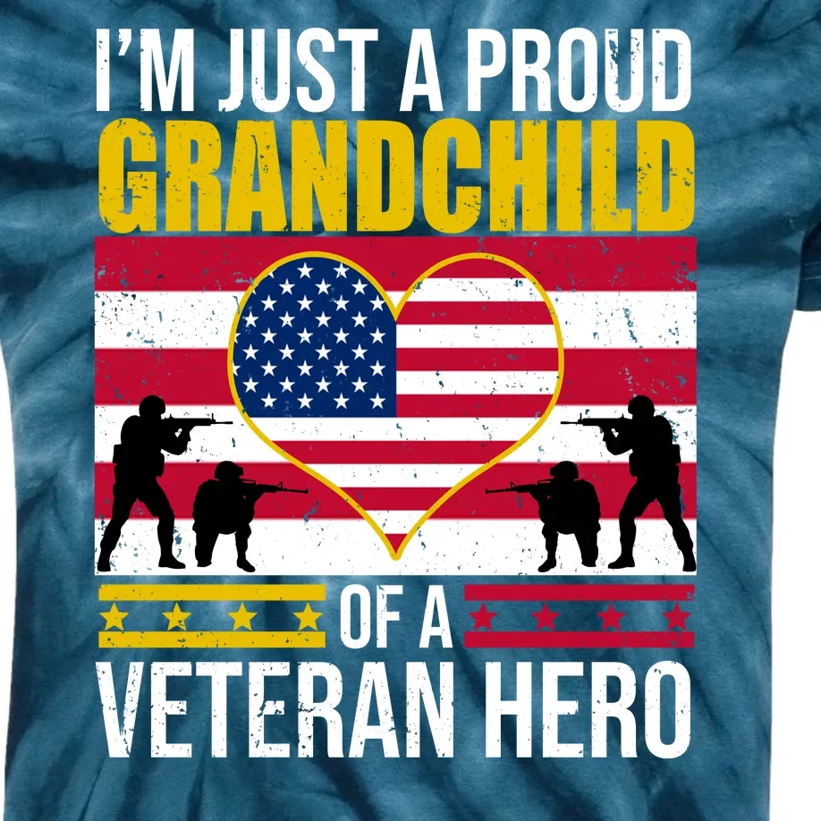 I'm Just A Proud Grandchild Of A Veteran Hero Kids Tie-Dye T-Shirt