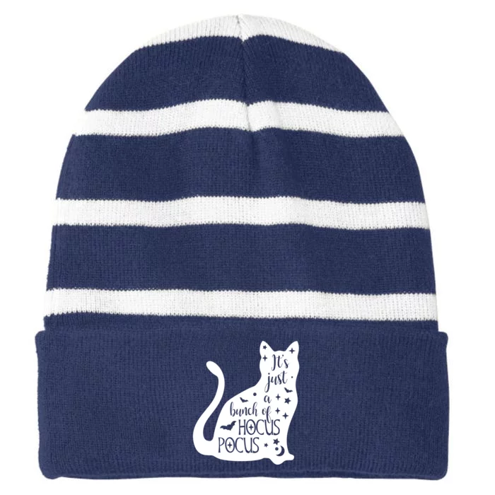 It's Just A Bunch Of Hocus Pocus Cat Striped Beanie with Solid Band