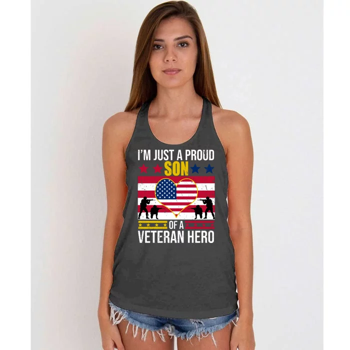 I'm Just A Proud Son Of A Veteran Hero Women's Knotted Racerback Tank