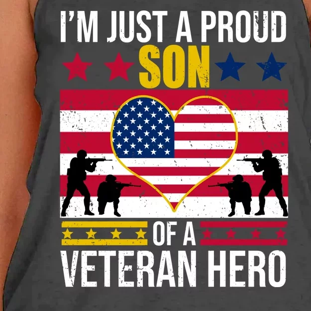 I'm Just A Proud Son Of A Veteran Hero Women's Knotted Racerback Tank