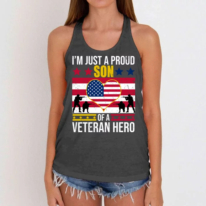 I'm Just A Proud Son Of A Veteran Hero Women's Knotted Racerback Tank