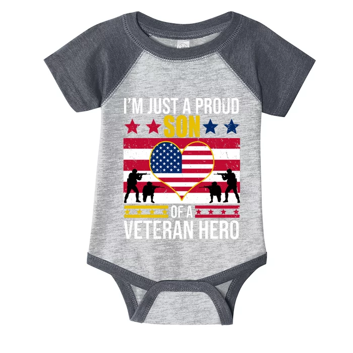 I'm Just A Proud Son Of A Veteran Hero Infant Baby Jersey Bodysuit