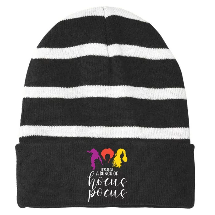 It's Just A Bunch Of Hocus Pocus Witches Striped Beanie with Solid Band