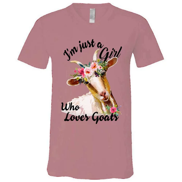 IM Just A Girl Who Loves Goats Cute Goats Lovers V-Neck T-Shirt