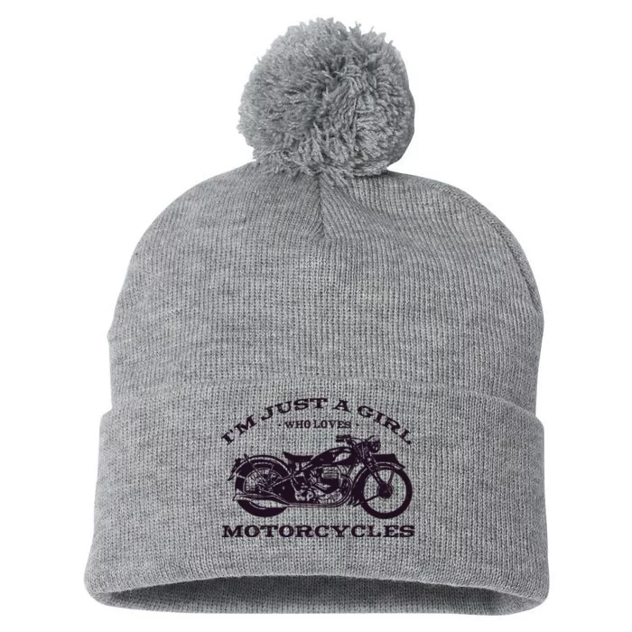 I'm Just A Girl Who Loves Motorcycles Pom Pom 12in Knit Beanie