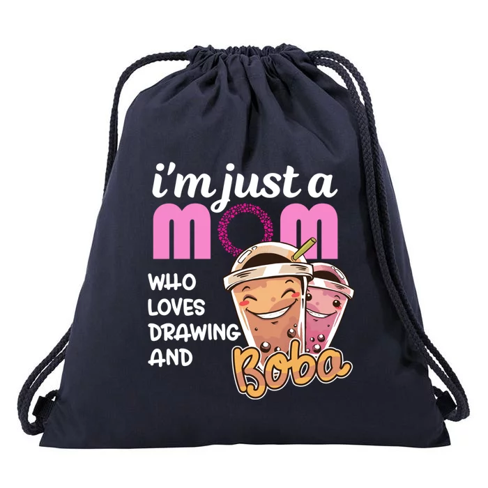 Im Just A Mom Who Loves Drawing Mothers Day Appreciation Gift Drawstring Bag