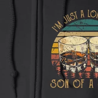 Im Just A LongHaired Son Of A Sinner Funny Whiskey Glasses Full Zip Hoodie