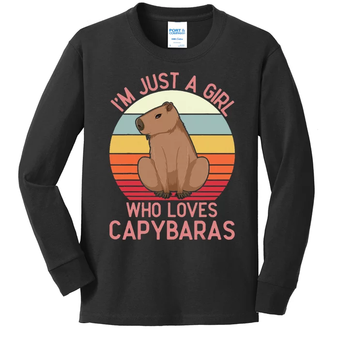 IM Just A Girl Who Loves Capybaras Respect Capybara Kids Long Sleeve Shirt