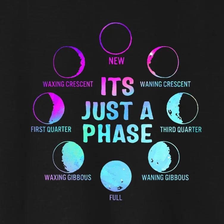 Its Just A Phase Celestial Moon Lunar Cycle Astronomy Women's Crop Top Tee