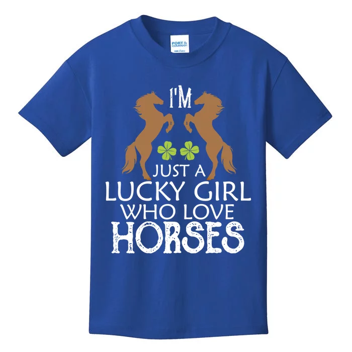 I'm Just A Lucky Who Loves Horses Cool Gift Patrick's Day Gift Kids T-Shirt