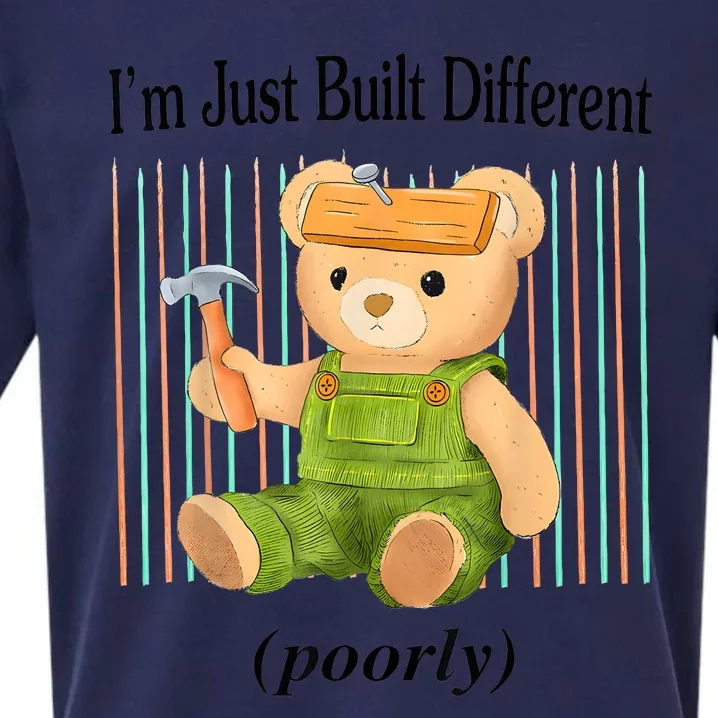 IM Just Built Different Poorly Cartoon Bear Meme Sueded Cloud Jersey T-Shirt