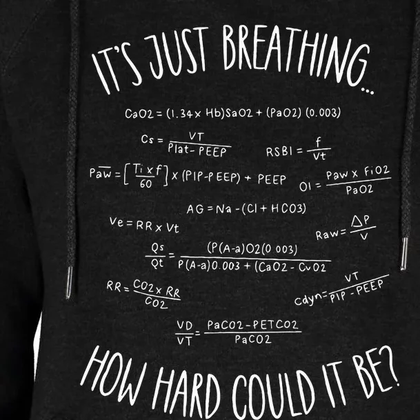 Its Just Breathing Respiratorytherapist Emergency Icu Nurse Womens Funnel Neck Pullover Hood