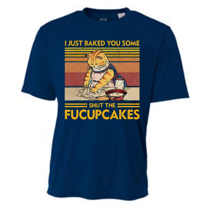 I Just Baked You Some Shut The Fucupcakes Retro Vintage Cat Cooling Performance Crew T-Shirt