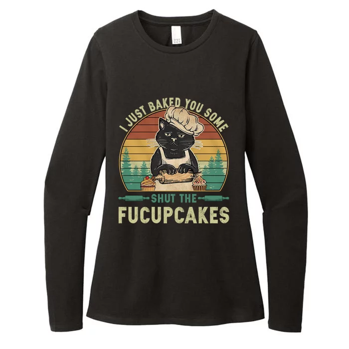 I Just Baked You Some Shut He Fucupcakes Vintage Retro Cat Womens CVC Long Sleeve Shirt