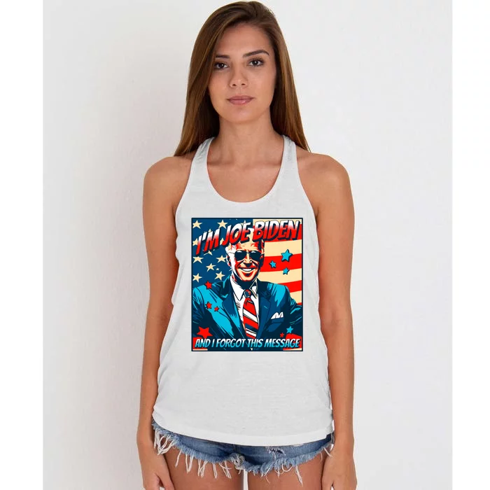 Im Joe Biden And I Forgot This Message Women's Knotted Racerback Tank