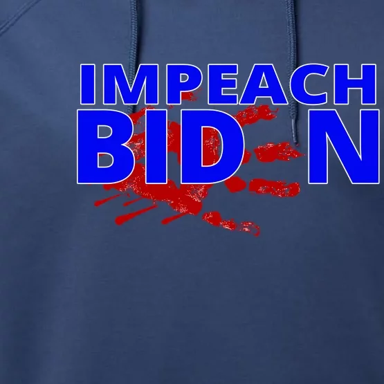 Impeach Joe Biden Bloody Handprint Performance Fleece Hoodie