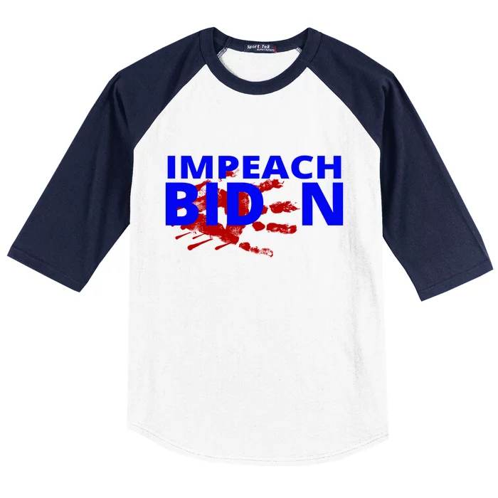 Impeach Joe Biden Bloody Handprint Baseball Sleeve Shirt