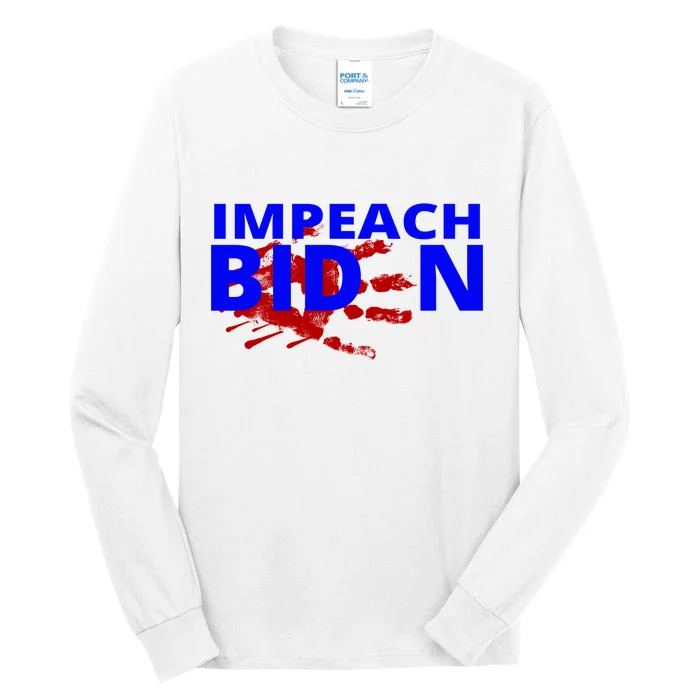 Impeach Joe Biden Bloody Handprint Tall Long Sleeve T-Shirt