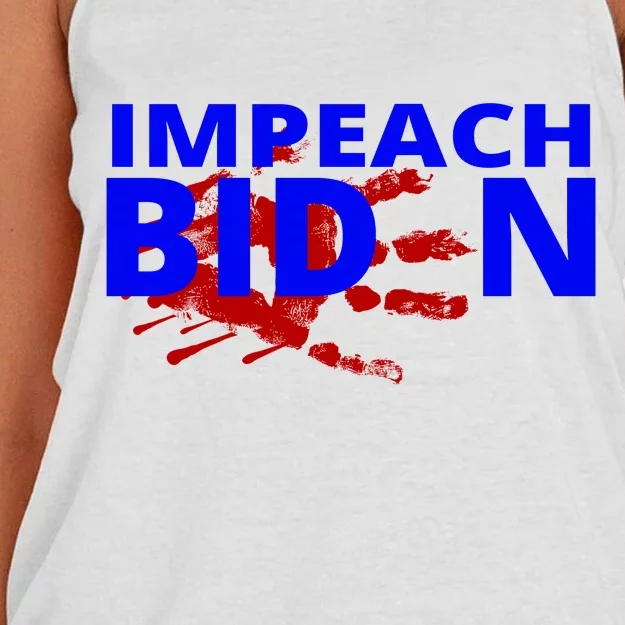 Impeach Joe Biden Bloody Handprint Women's Knotted Racerback Tank