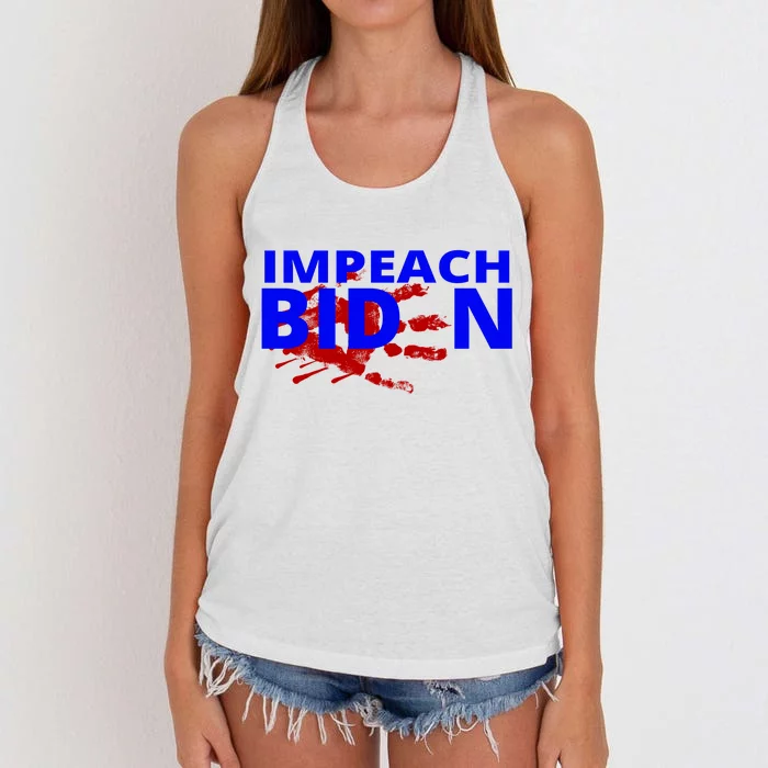 Impeach Joe Biden Bloody Handprint Women's Knotted Racerback Tank