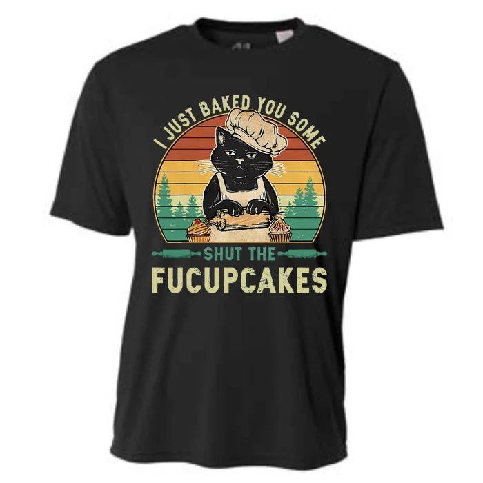 I Just Baked You Some Shut The Fucupcakes Vintage Retro Cat Cooling Performance Crew T-Shirt