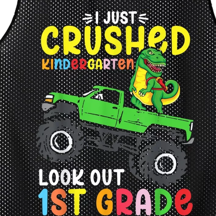 I Just Crushed Kindergarten Look Out First Grade Dinosaur Mesh Reversible Basketball Jersey Tank