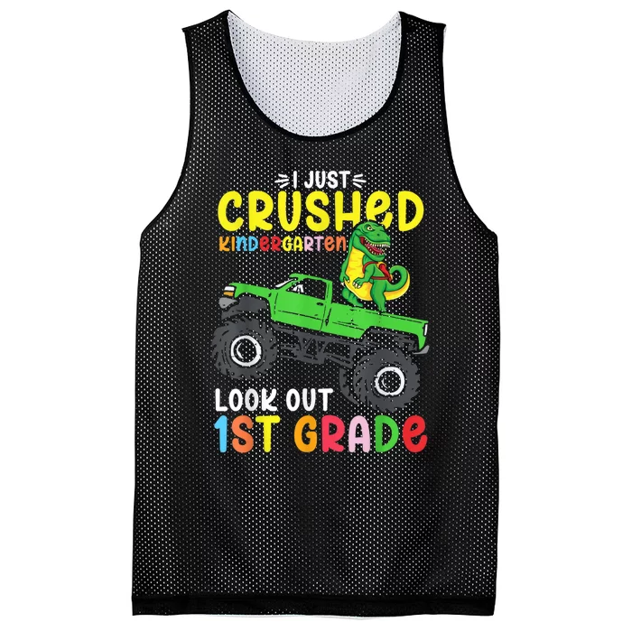 I Just Crushed Kindergarten Look Out First Grade Dinosaur Mesh Reversible Basketball Jersey Tank