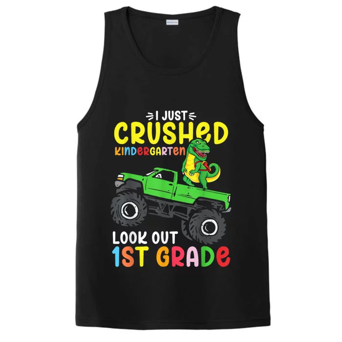 I Just Crushed Kindergarten Look Out First Grade Dinosaur Performance Tank