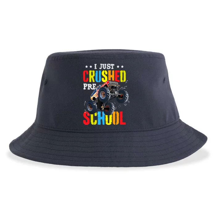 I Just Crushed Preschool Monster Truck Graduation PreK Sustainable Bucket Hat