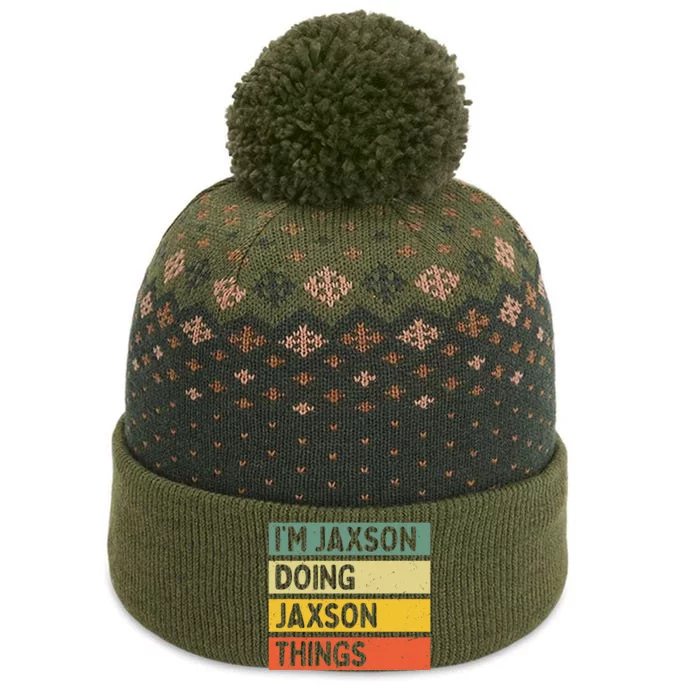 IM Jaxson Doing Jaxson Things Funny Personalized Quote The Baniff Cuffed Pom Beanie