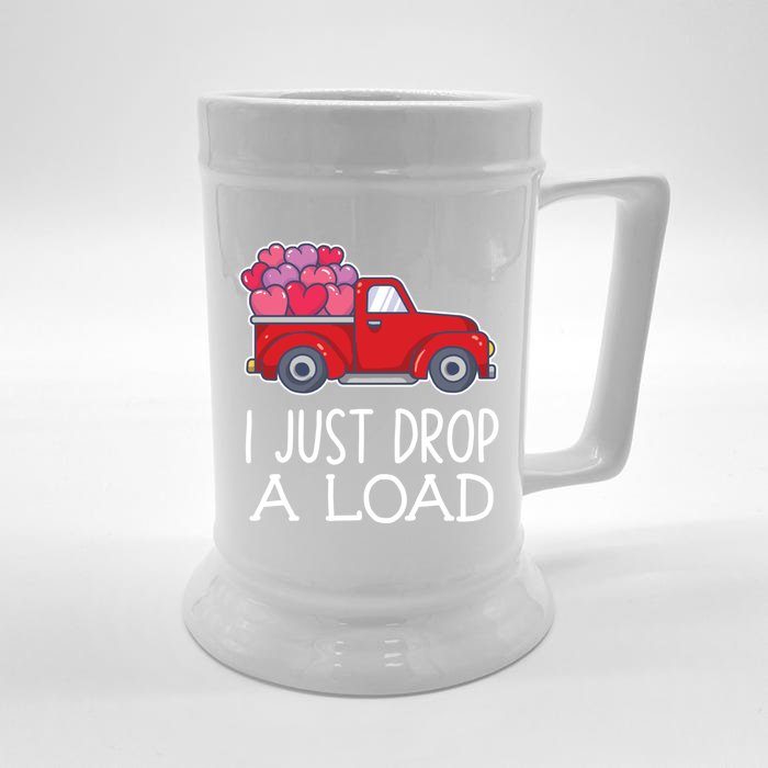 I Just Drop A Load Of Hearts Valentines Day Truck Gift Front & Back Beer Stein