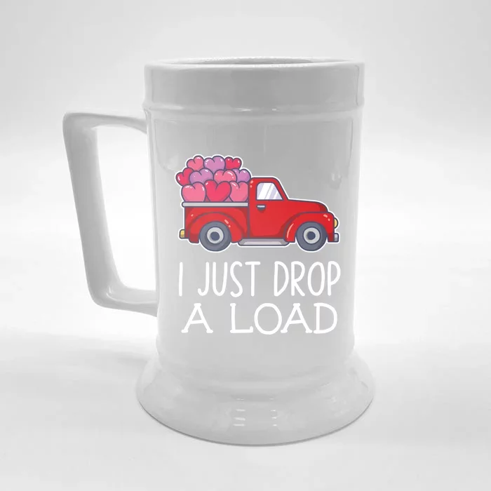 I Just Drop A Load Of Hearts Valentines Day Truck Gift Front & Back Beer Stein