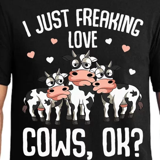 I just freaking love Cows Farmers Cow Lover Pajama Set