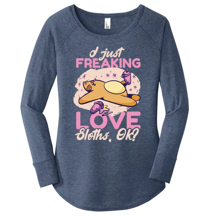 I Just Freaking Love Sloth Ok ? Gift Women's Perfect Tri Tunic Long Sleeve Shirt