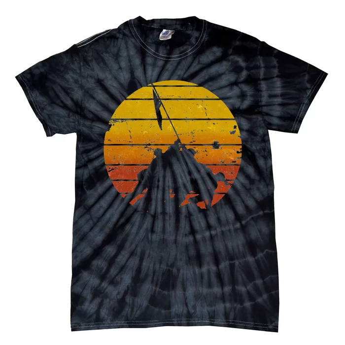 Iwo Jima Flag Raising Sunrise Vintage Military Tie-Dye T-Shirt