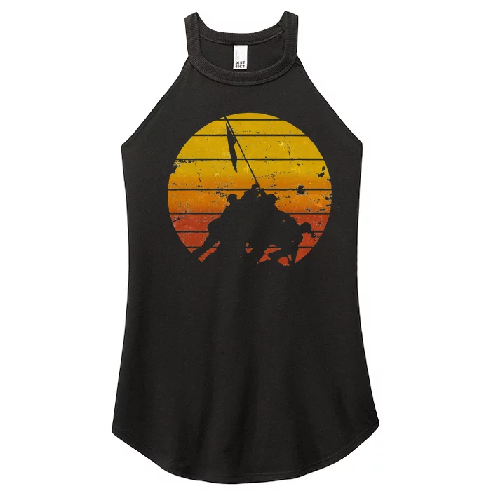 Iwo Jima Flag Raising Sunrise Vintage Military Women’s Perfect Tri Rocker Tank