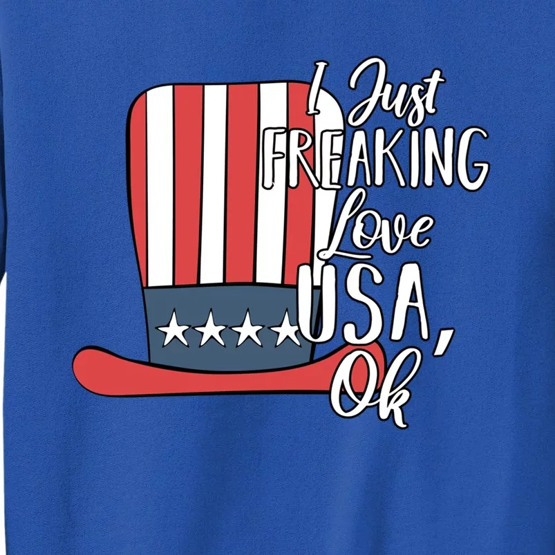 I Just Freaking Love Usa Ok Gift Usa Patriotic 4th Of July Meaningful Gift Tall Sweatshirt