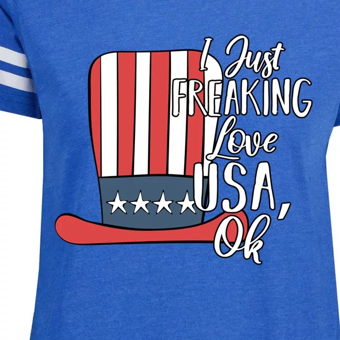 I Just Freaking Love Usa Ok Gift Usa Patriotic 4th Of July Gift Enza Ladies Jersey Football T-Shirt