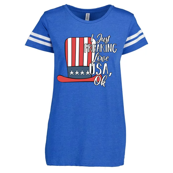 I Just Freaking Love Usa Ok Gift Usa Patriotic 4th Of July Gift Enza Ladies Jersey Football T-Shirt