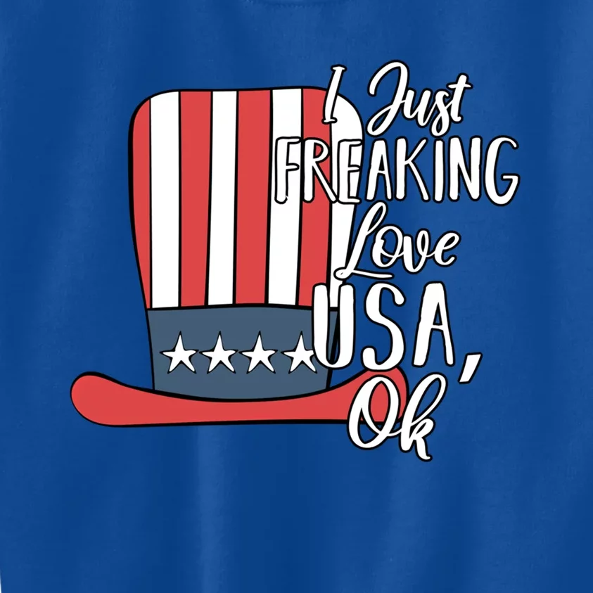 I Just Freaking Love Usa Ok Funny Gift Usa Patriotic 4th Of July Great Gift Kids Sweatshirt