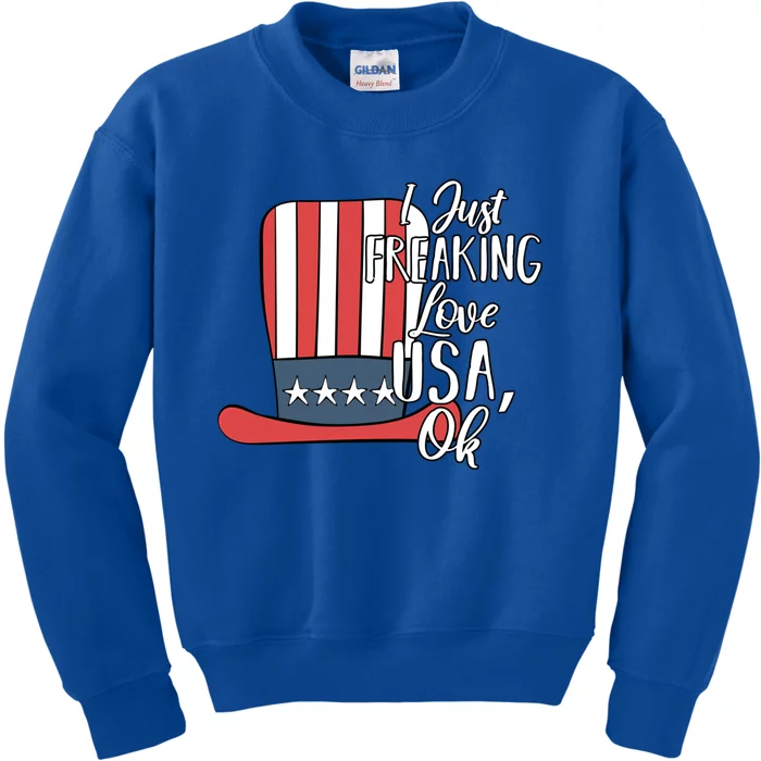 I Just Freaking Love Usa Ok Funny Gift Usa Patriotic 4th Of July Great Gift Kids Sweatshirt