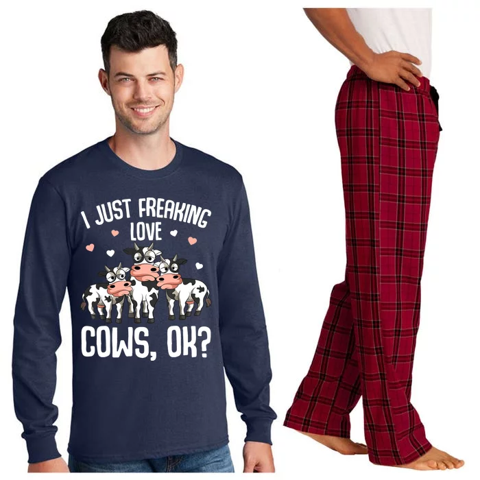 I Just Freaking Love Cows Farmers Cow Lover Long Sleeve Pajama Set