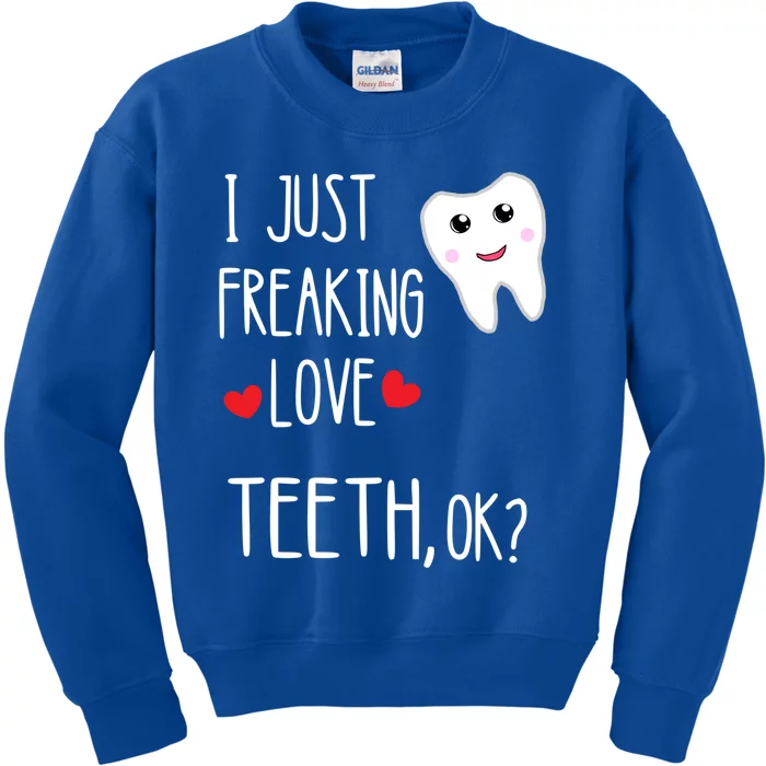 I Just Freaking Love Teeth Dental Assistant Oral Hygiene Gift Kids Sweatshirt