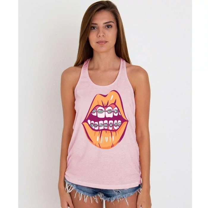 I Just Got Braces Mouth Gift Women's Knotted Racerback Tank