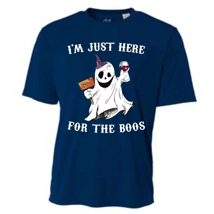 IM Just Here For The Boos Funny Halloween Ghost Wine Cooling Performance Crew T-Shirt