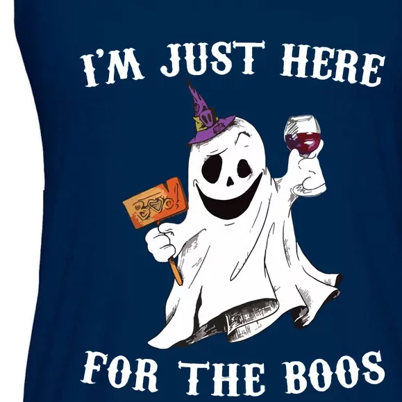 IM Just Here For The Boos Funny Halloween Ghost Wine Ladies Essential Flowy Tank